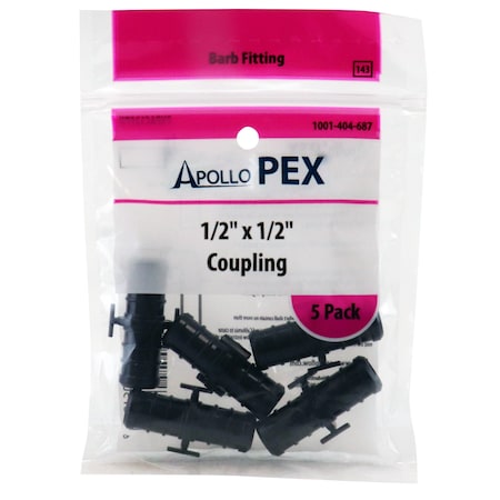 Apollo 1/2 in. Plastic PEX Barb Coupling (5-Pack), 5PK PXPAC125PK